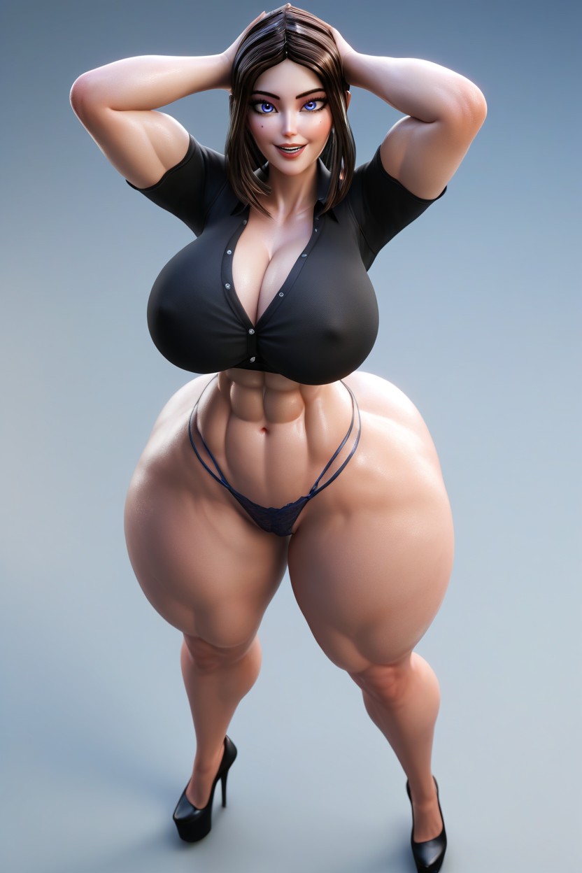 Beautiful Eyes, Extremely Curvy, Full Body MILF AI Porn