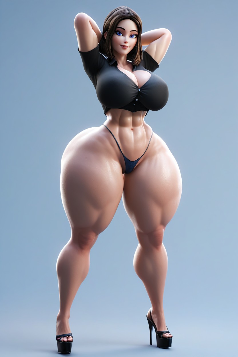 Tan Skin, Big Eyes, Thick Thighs MILF AI Porn