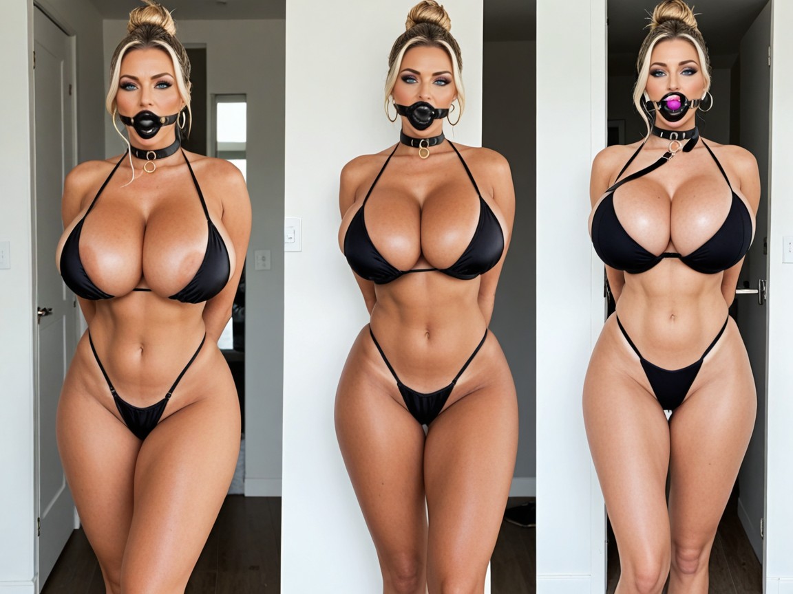 Collar (restraints), Ball Gag, Voluptuous MILF AI Porn
