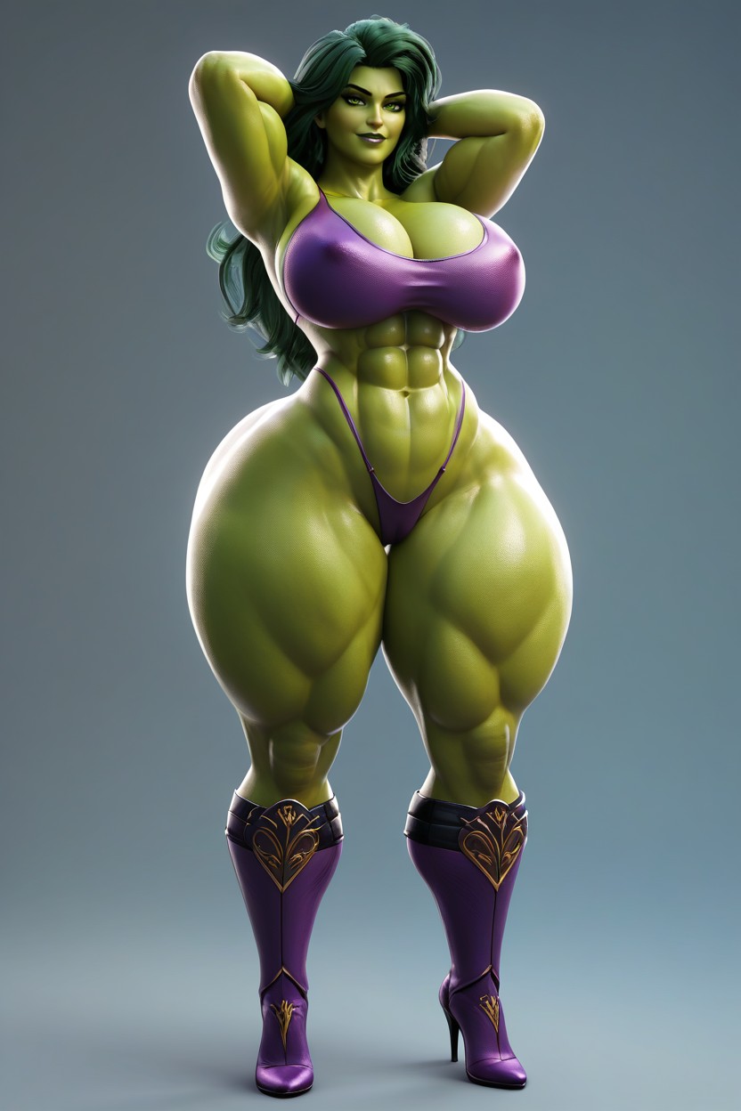 Arms Up, Full Body, Hourglass Figure MILF AI Porn