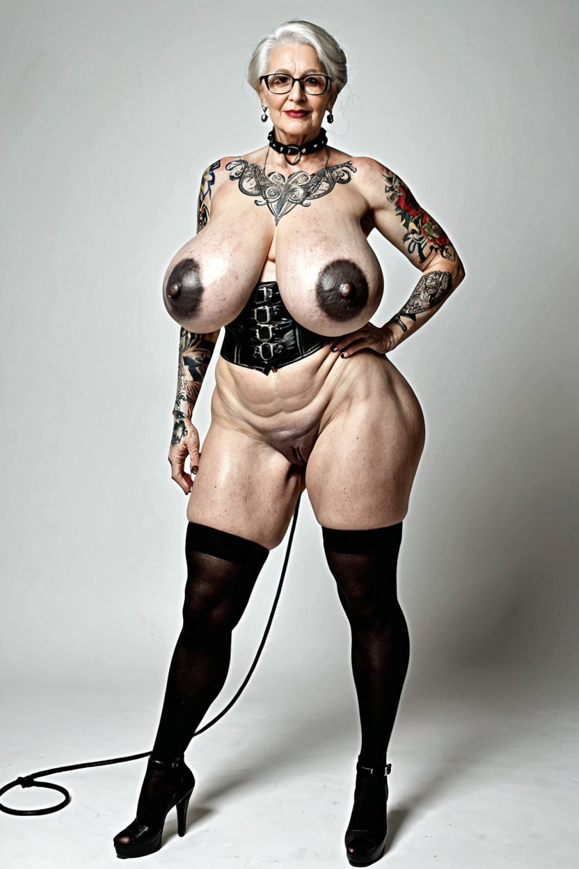 Goth, Shaved Vulva, Drop Format Breasts MILF AI Porn