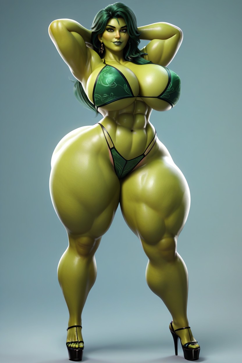 She-hulk, Green Skin, Front View MILF AI Porn