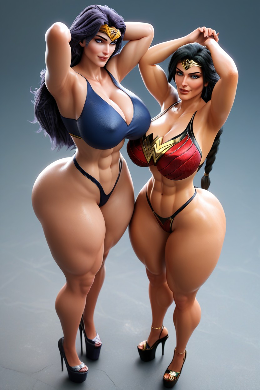Extremely Curvy, Hourglass Figure, Extremely Tall MILF AI Porn