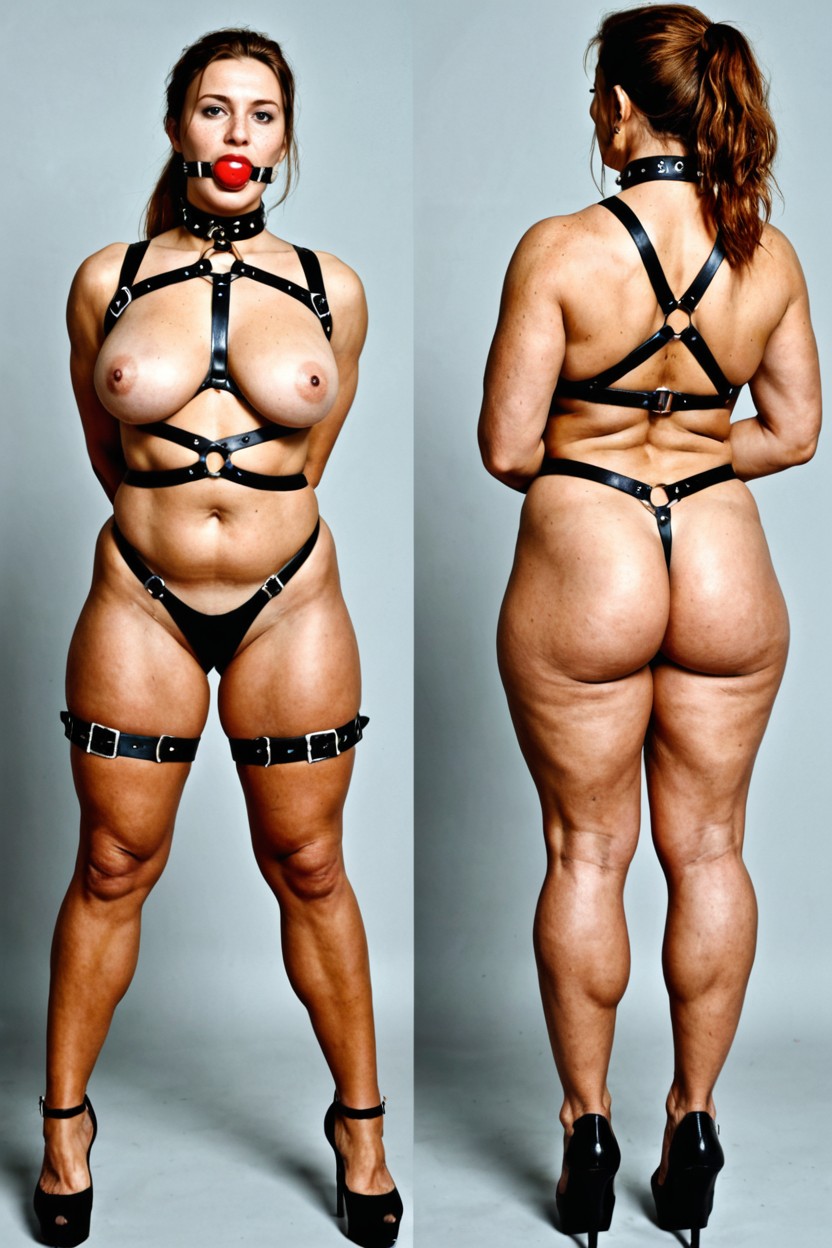 Arms Behind Back, Nipple Piercing, Freckles MILF AI Porn