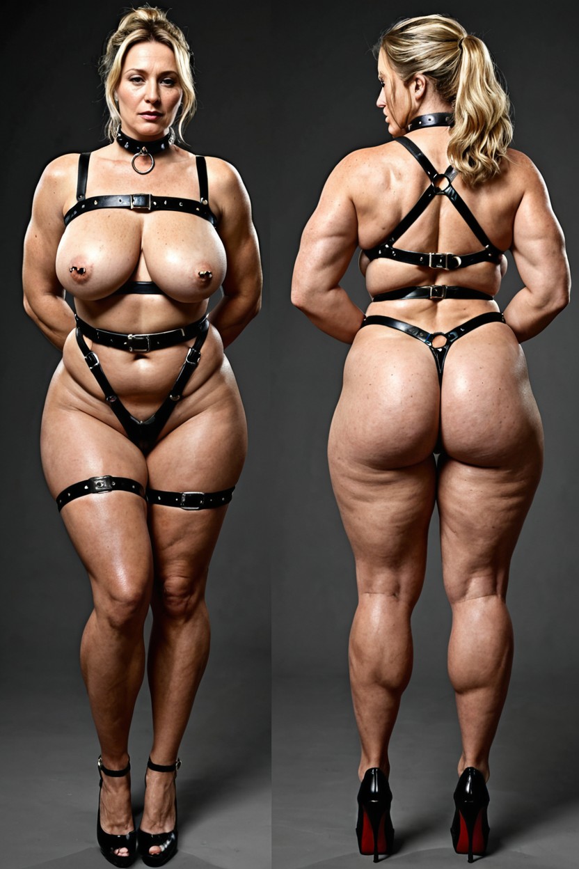 Sad, Leather Strap, Wide Hips MILF AI Porn