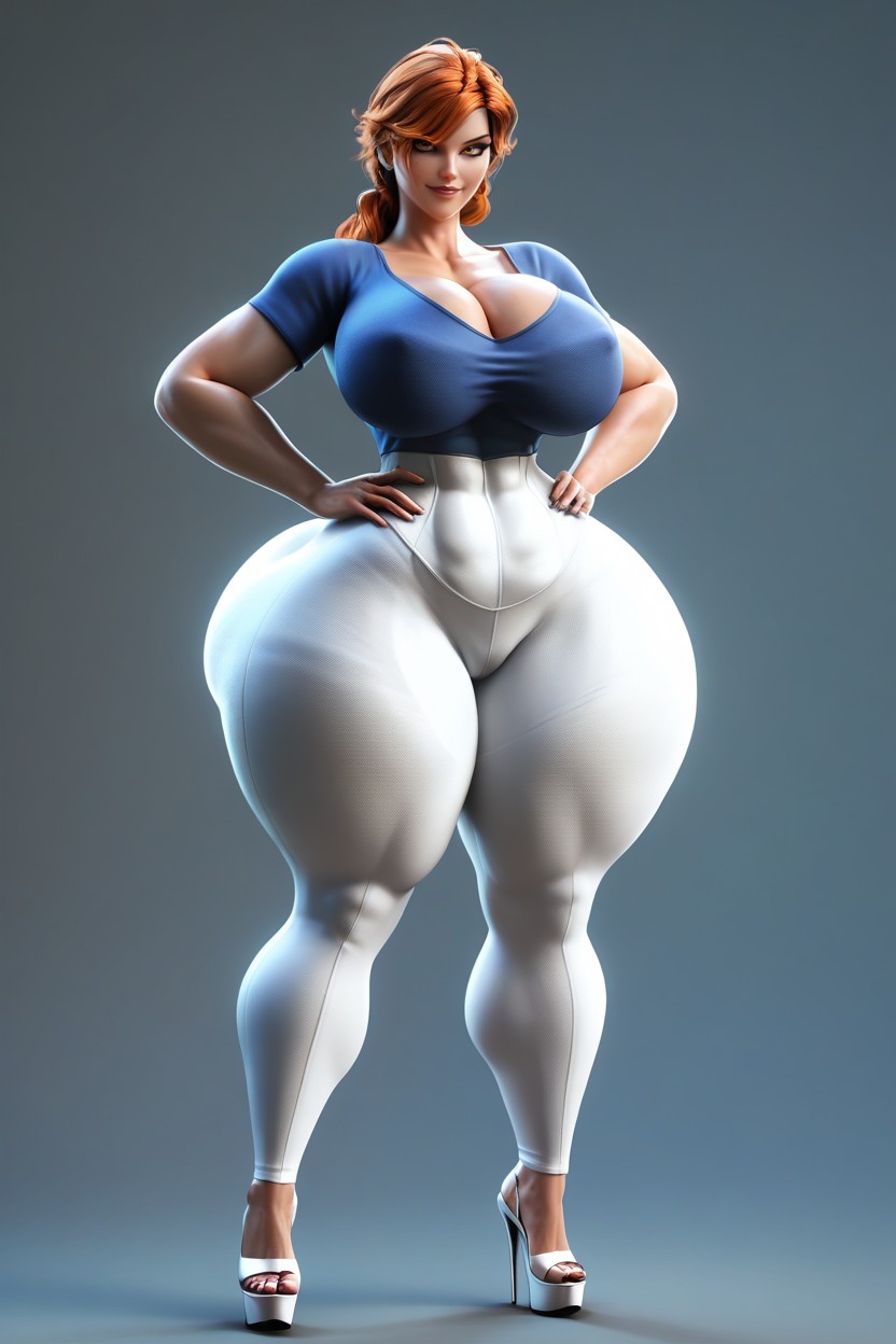 Big Wide Smile, Tan Skin, Extremely Tall MILF AI Porn