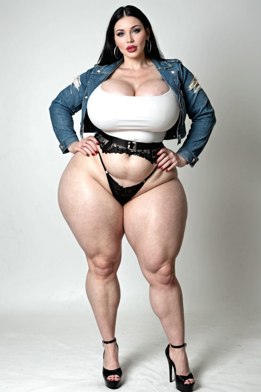 Hyper Hips, Goth Makeup, Red Cotton Knicker MILF AI Porn