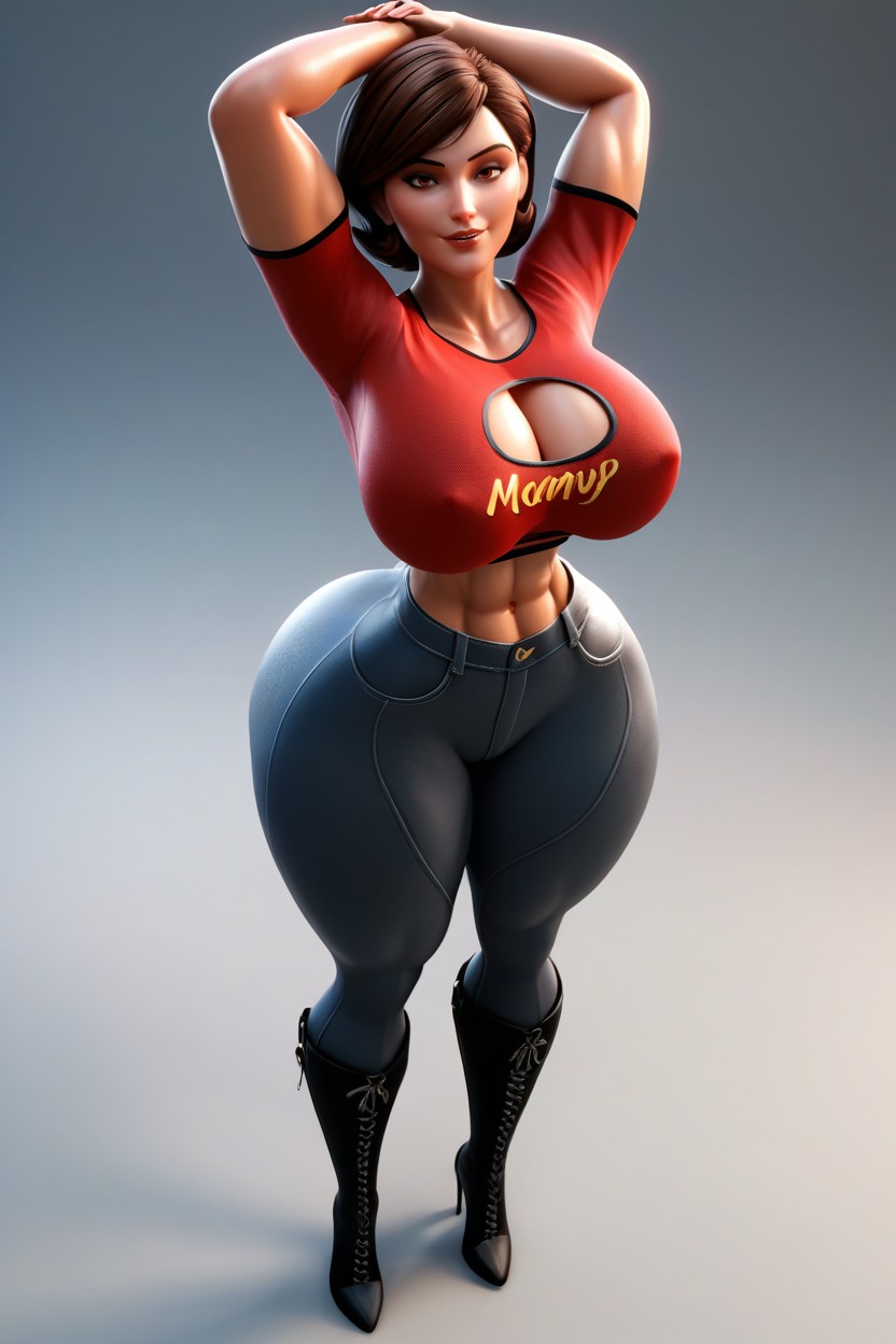 Extremely Curvy, Perfect Eyes, Big Wide Smile MILF AI Porn