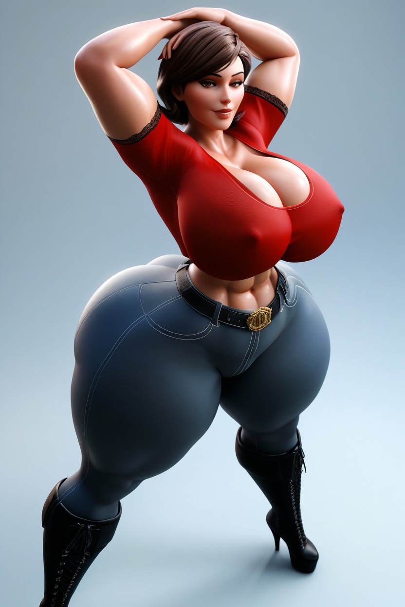 Thick Thighs, Extremely Large Ass, Black Jeans MILF AI Porn