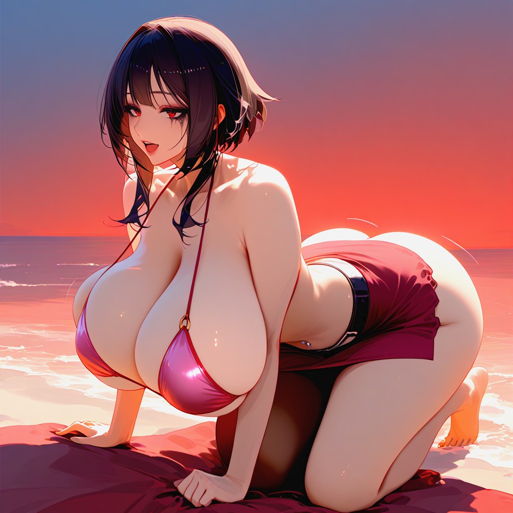 Art Style Of Hentai, Naked, Laughing MILF AI Porn