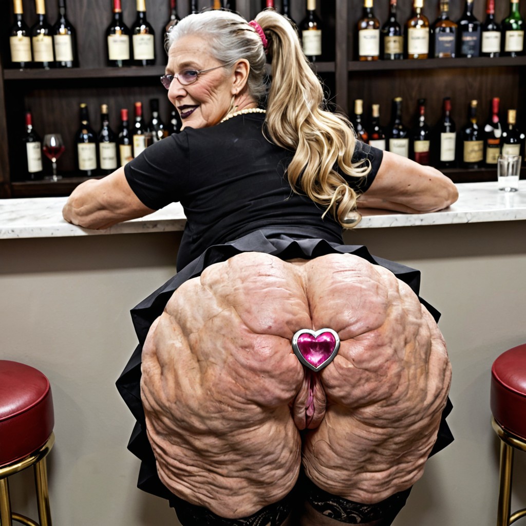 Giant Saggy Breasts, Long Blond Hair, Wrinkled Skin MILF AI Porn
