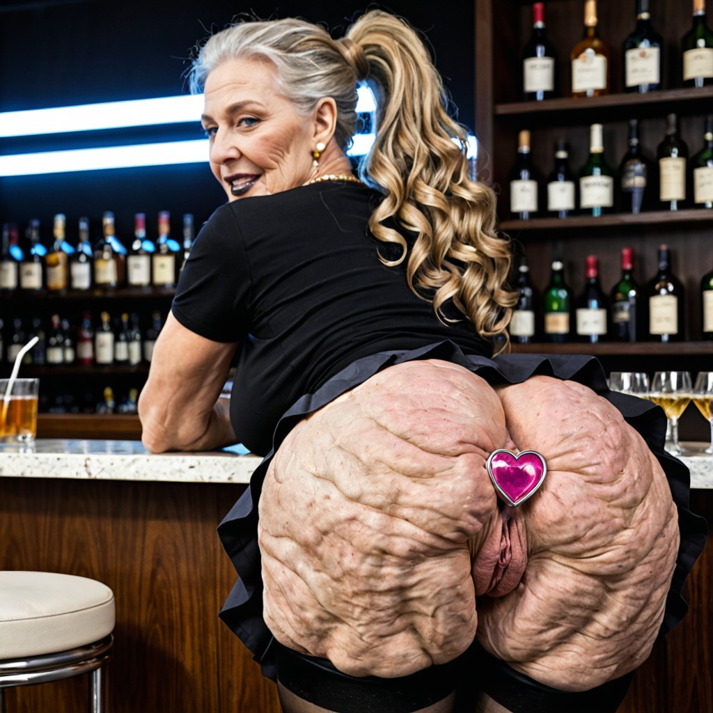 Skinny, Back View, Extreme Wrinkled Skin MILF AI Porn