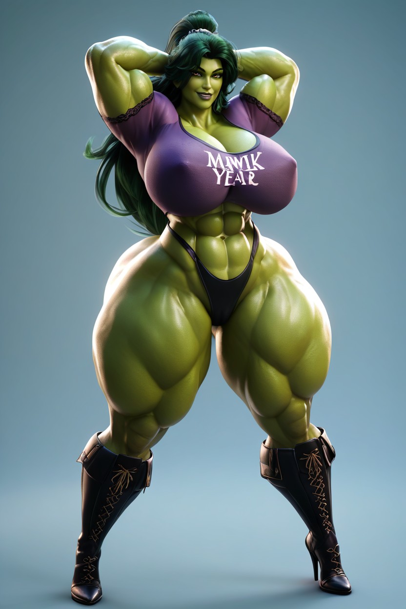Extremely Wide Hips, Extremely Muscular, Beautiful Face Porno MILF IA