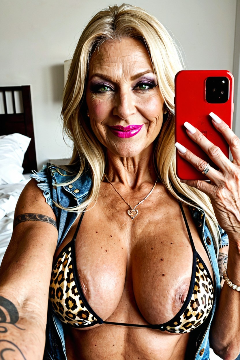 Pechos Pequeños, Horny, Chaqueta Vaquera Porno MILF IA