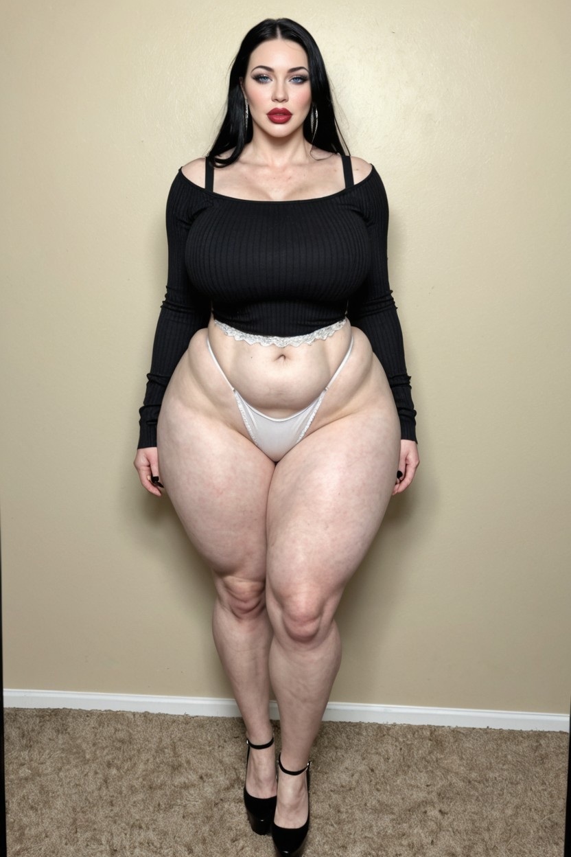 Black Hair, Perfect Drawn Face, Cotton Knicker MILF AI Porn