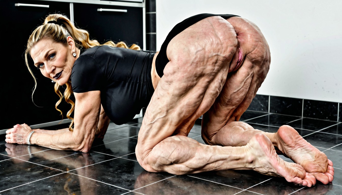 Extreme Wrinkled Skin, Happy, Side View MILF AI Porn