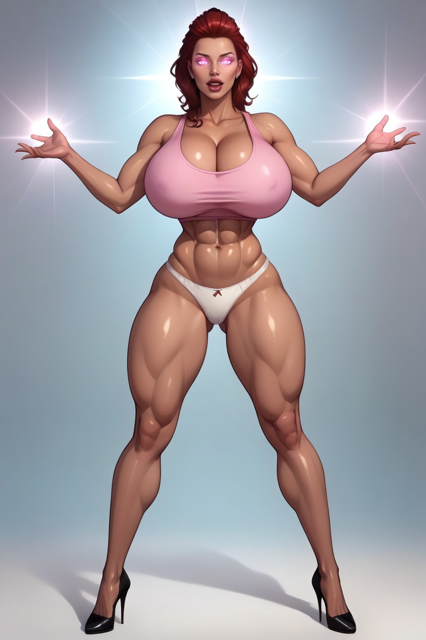 Very Lusty Evil Expression, Fully Detailed Bright Glowing Pink Eyes, Fully Detailed Face MILF AI Porn