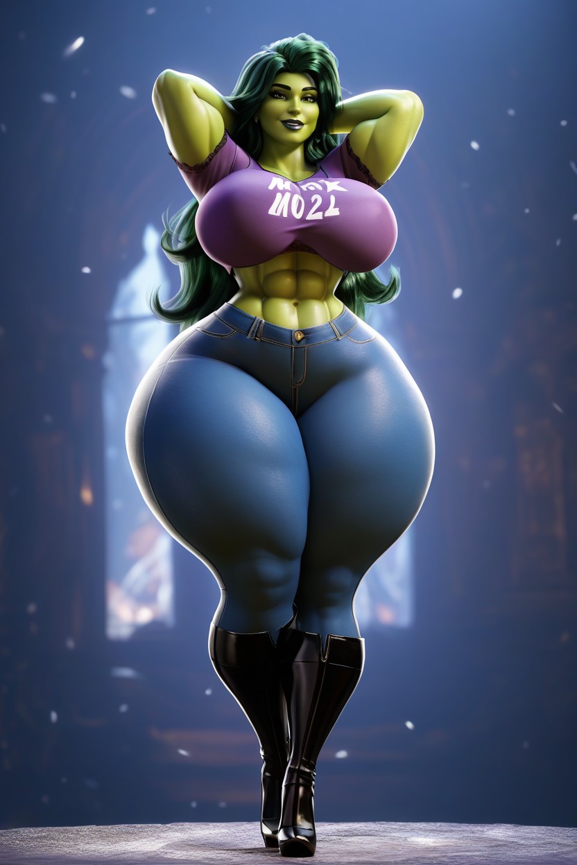 Extremely Curvy, Form Fitting Clothes, Perfect Eyes MILF AI Porn