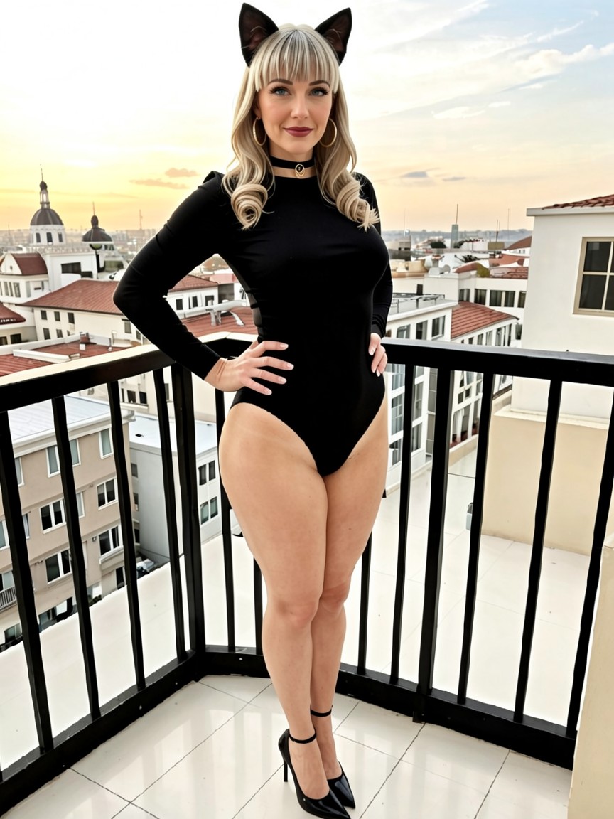 Silver Balayage Hair, Moe Pose, Long Puppy Eyeliner MILF AI Porn