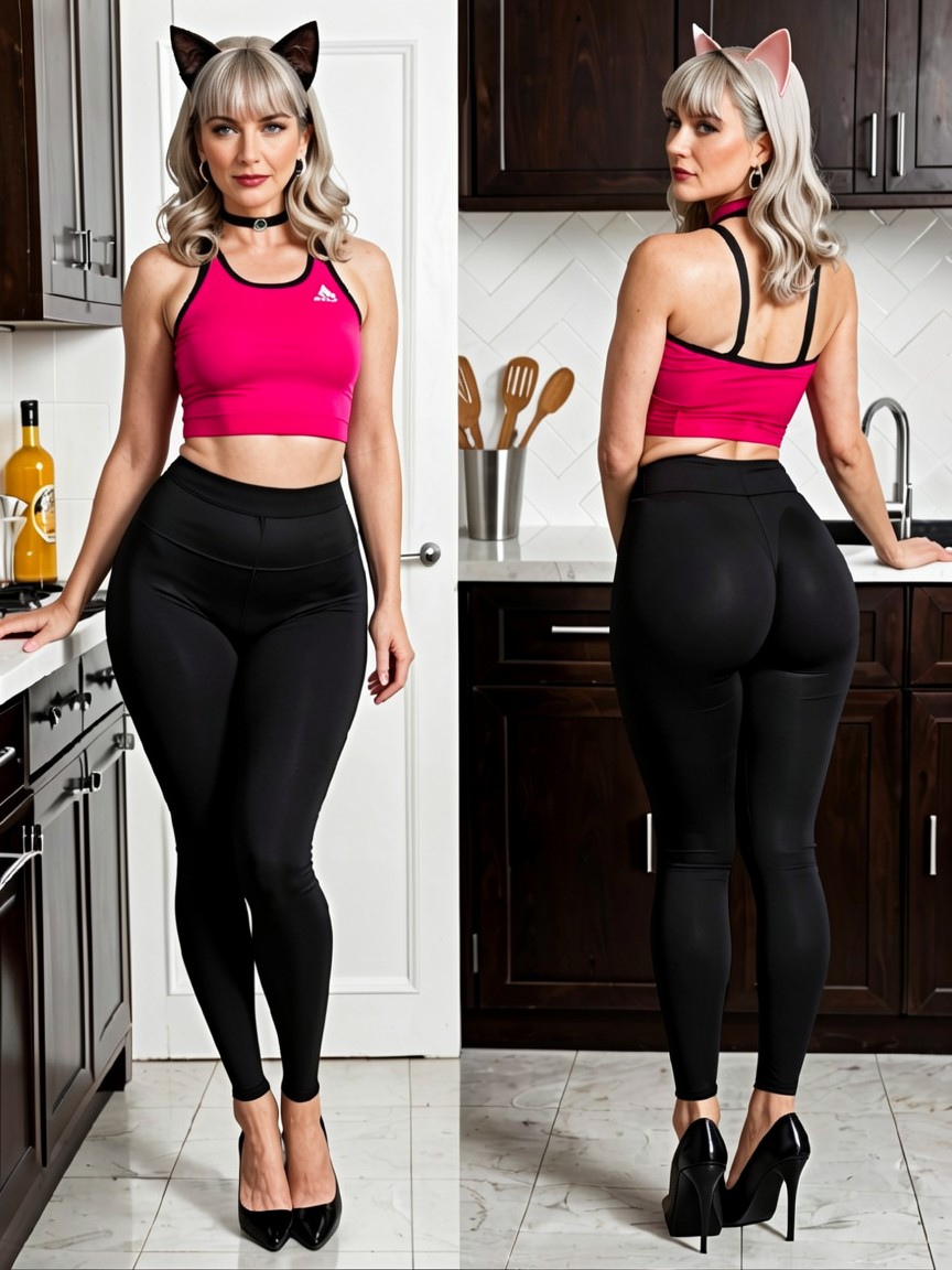 Shabby Appearance, Wide Hips, Ash Blonde Balayage MILF AI Porn