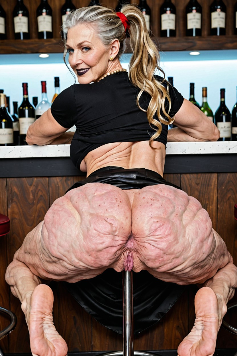 Butthole, Pink Pussy, Extreme Wrinkled Skin MILF AI Porn