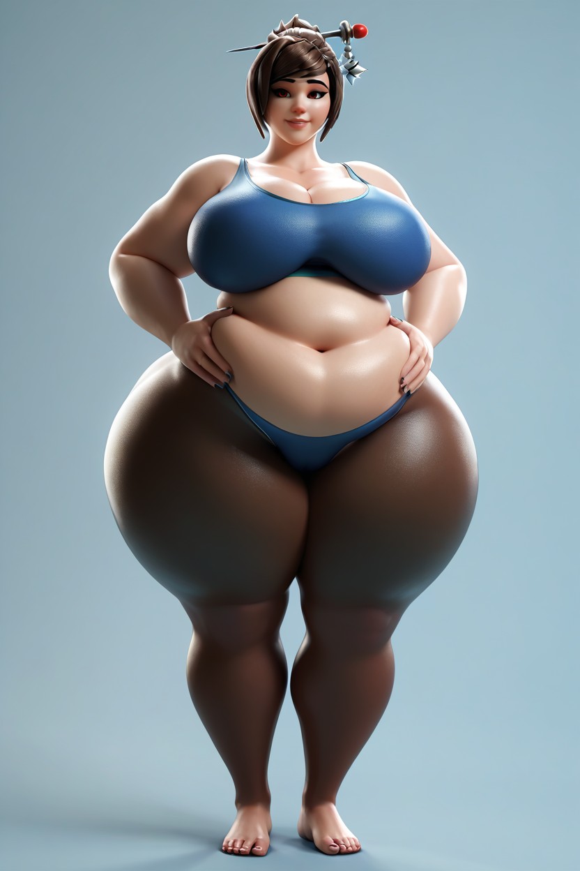 Extremely Wide Hips, Barefoot, Looking At Viewer MILF AI Porn