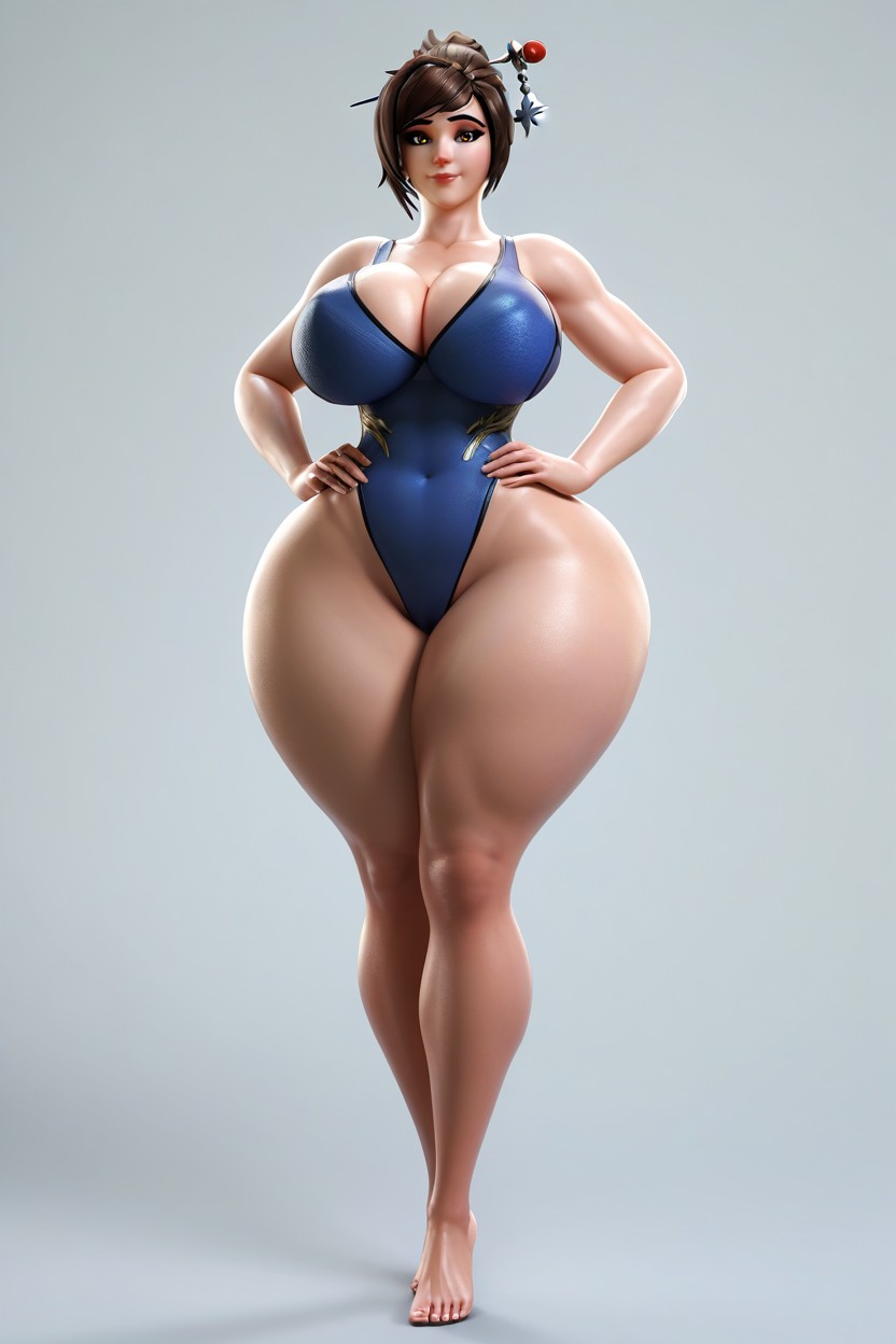 Extremely Curvy, Looking At Viewer, Extremely Tall MILF AI Porn