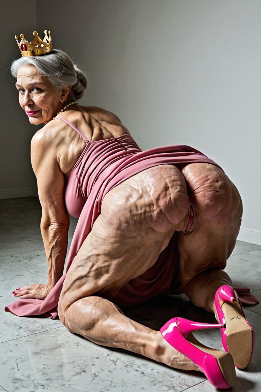 Granny, Long Pink Hair, Ass Up MILF AI Porn