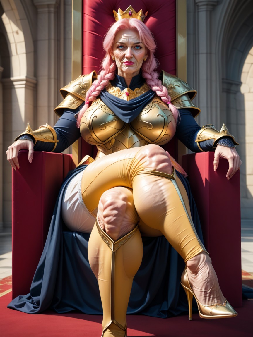 Armor, Fully Dressed, Sitting With Crossed Legs MILF AI Porn
