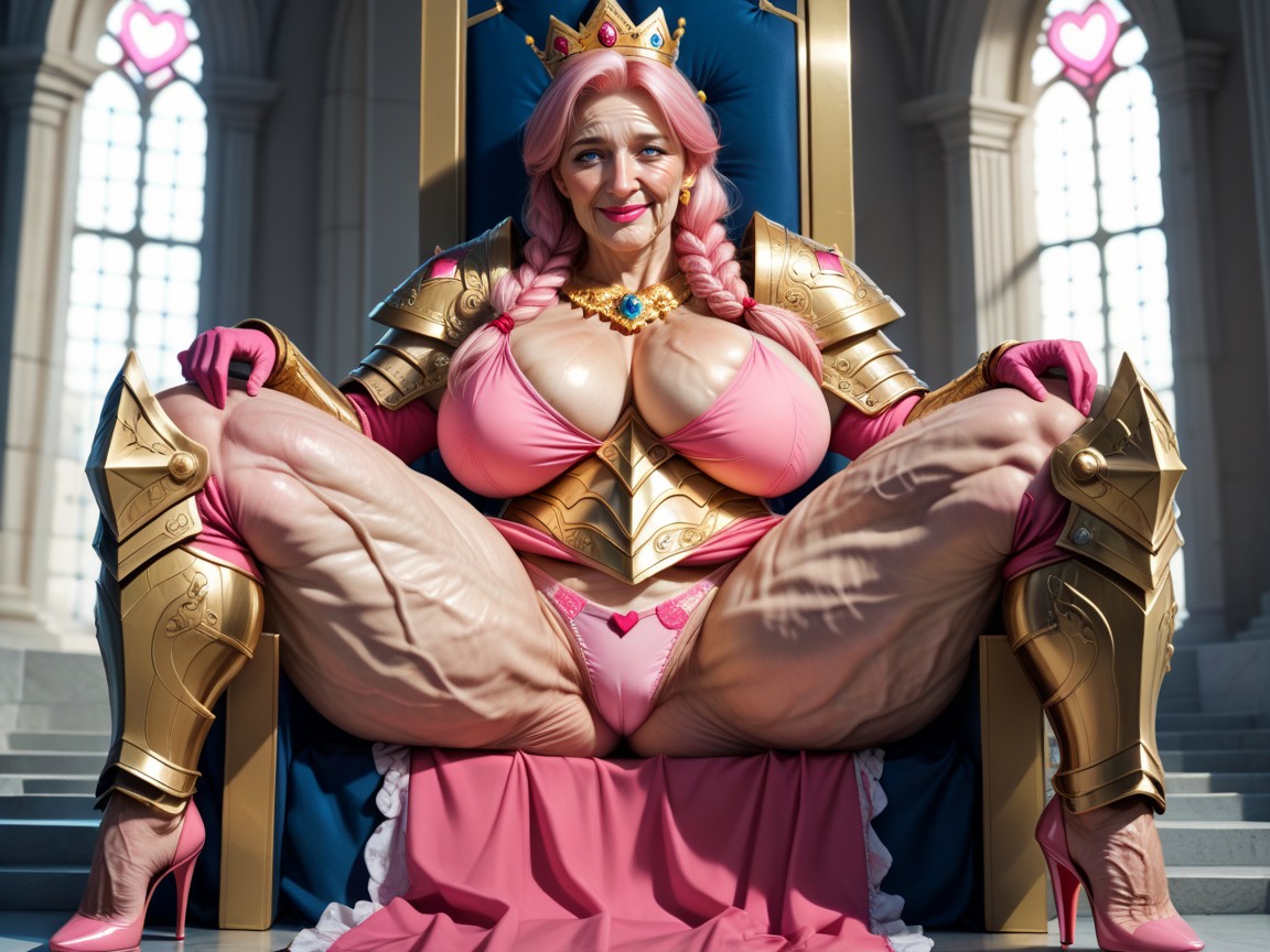 Crown, Pink Heart Panties, Medium Ass MILF AI Porn