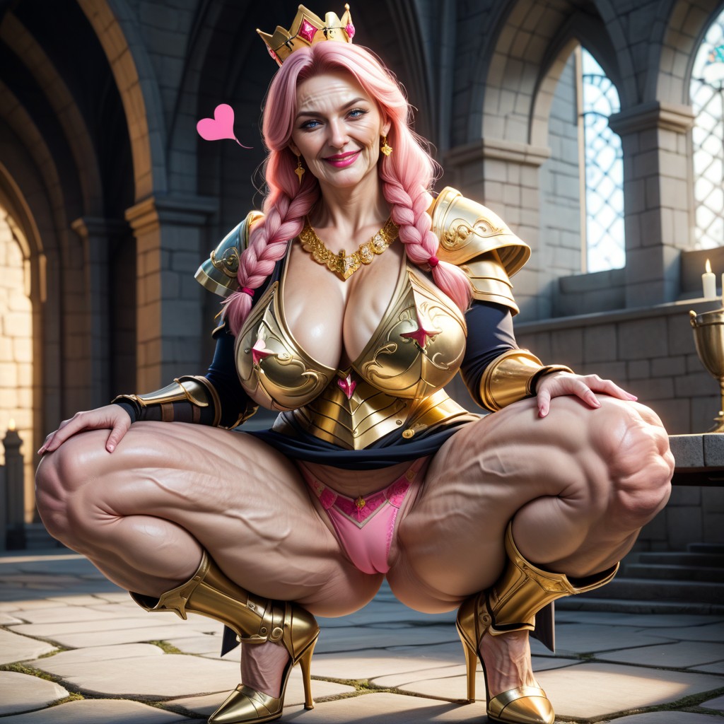 Pink Glossy Lipstick, Armor, Fully Dressed MILF AI Porn