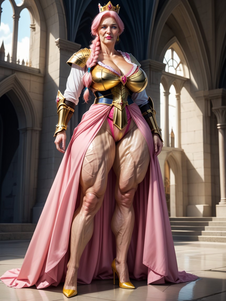 Thigh, Pink Glossy Lipstick, Blue Eyes MILF AI Porn
