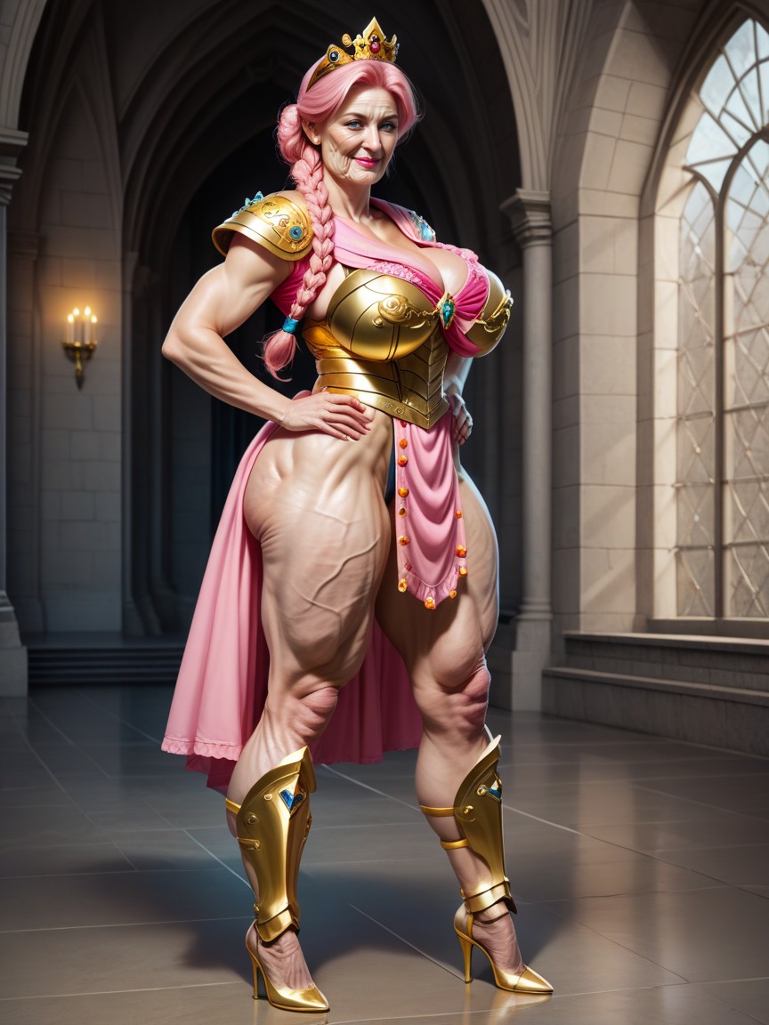 Solo, Extreme Wrinkled Face Skin, Hands On Hips MILF AI Porn