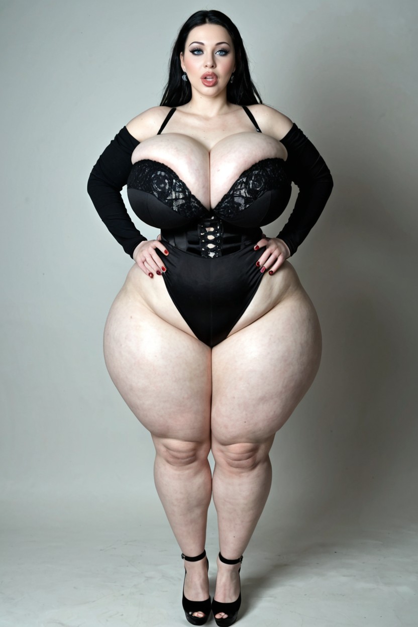 Thick Thighs, Red Cotton Knicker, Long Eyelashes MILF AI Porn