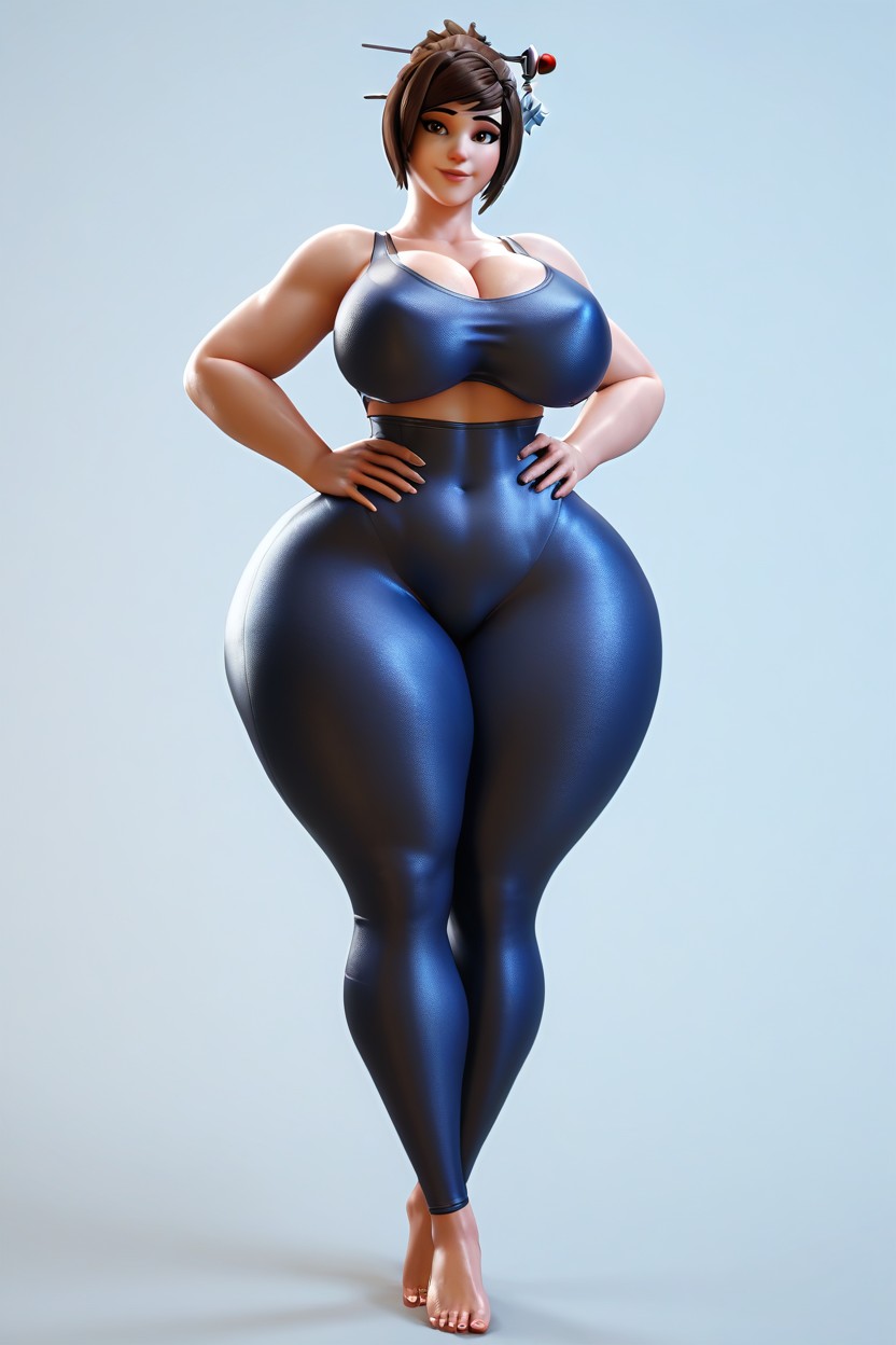Simple Grey Background, Perfect Eyes, Extremely Tall MILF AI Porn