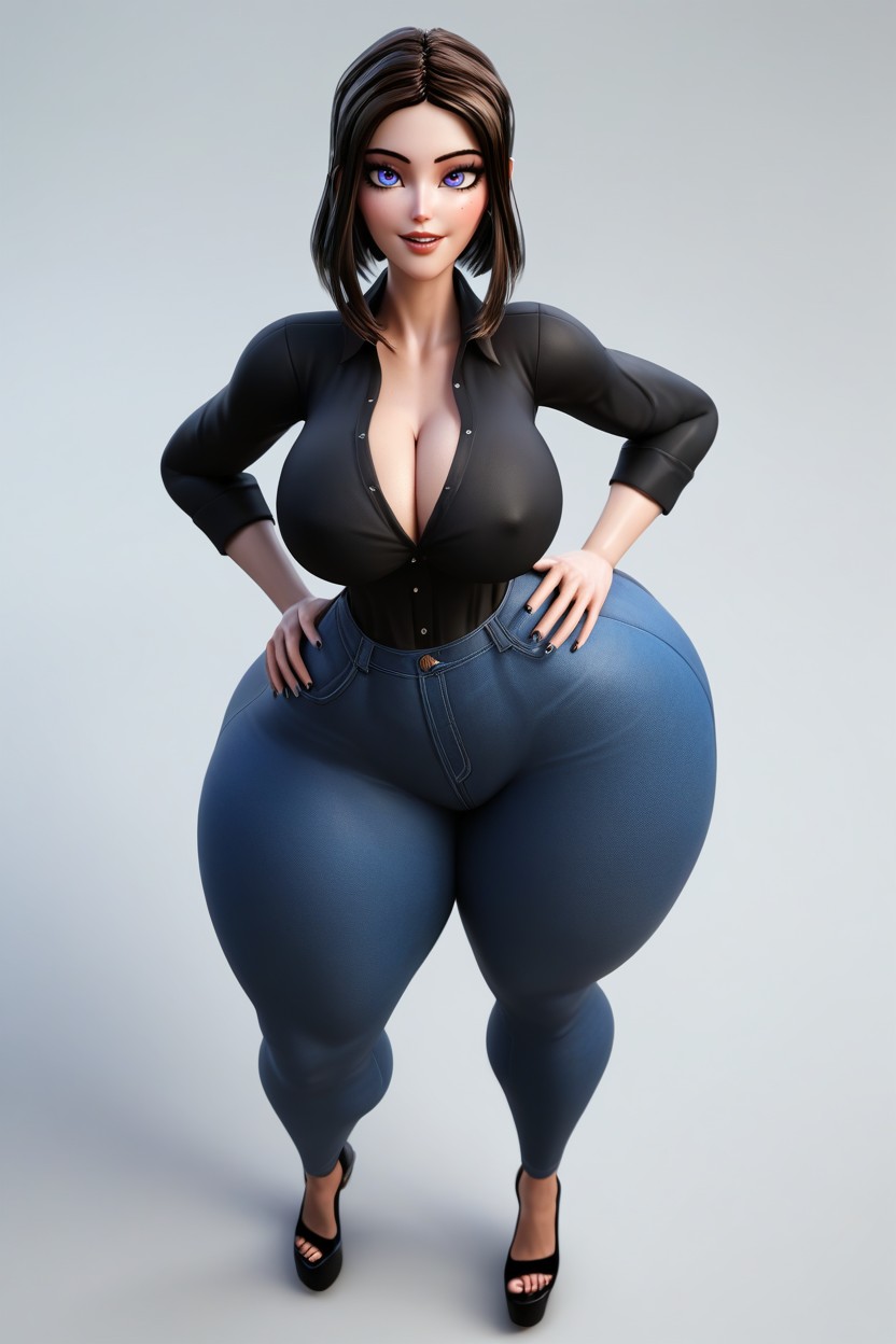 Extremely Tall, Extremely Curvy, Beautiful Face MILF AI Porn
