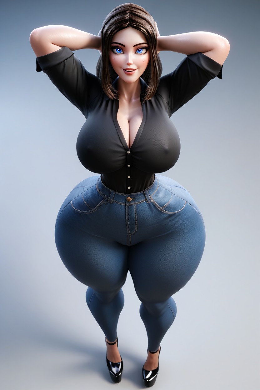 Dark Blue Jeans, Perfect Eyes, Beautiful Face MILF AI Porn