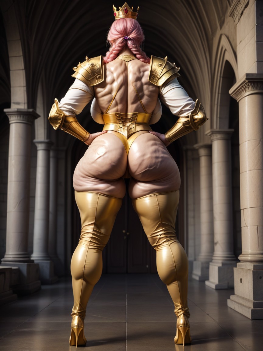 Show Full Body, Golden Armor High Heels, Armor MILF AI Porn