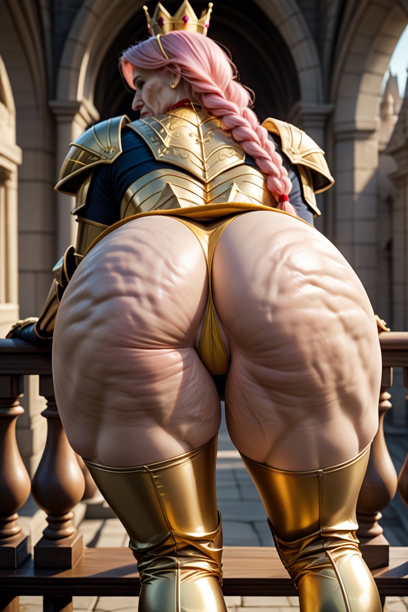 Golden Armor Stockings, Fully Dressed, Stockings MILF AI Porn