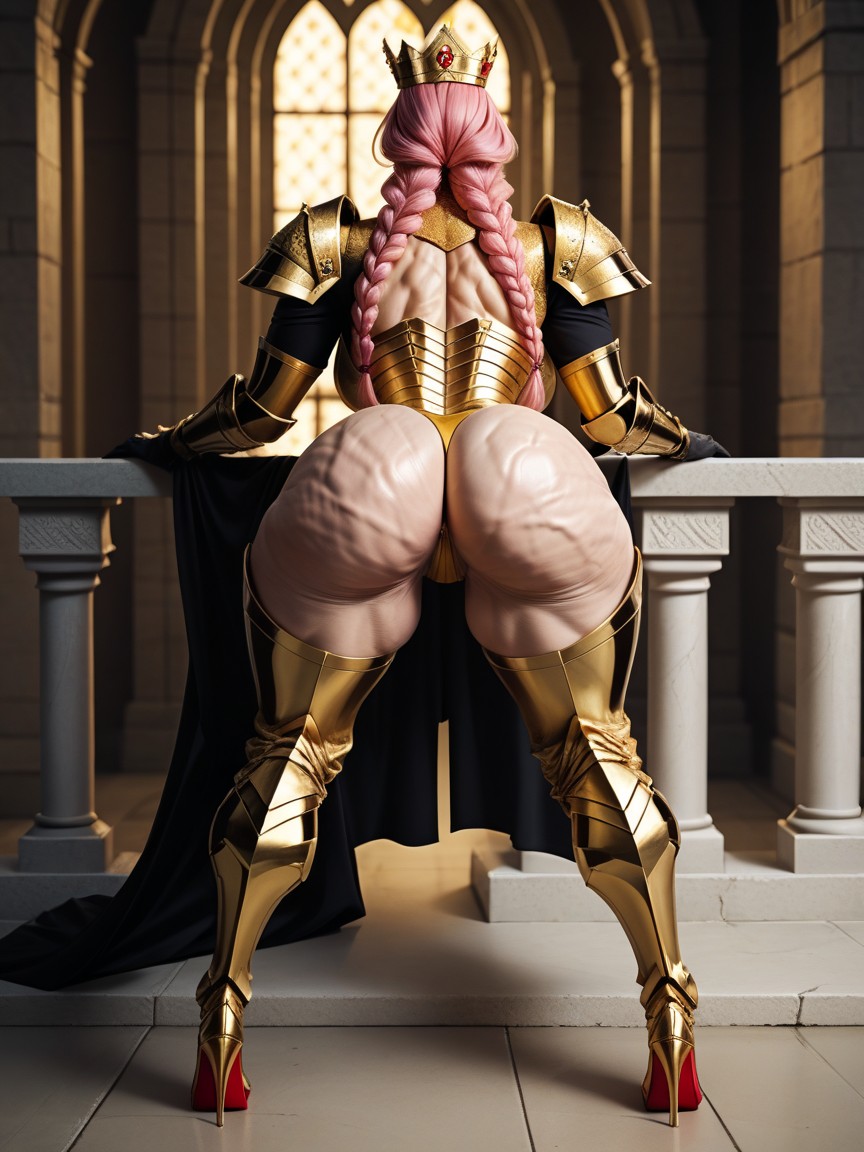 Extreme Wrinkled Skin, Long Pink Hair, Inside Castle MILF AI Porn