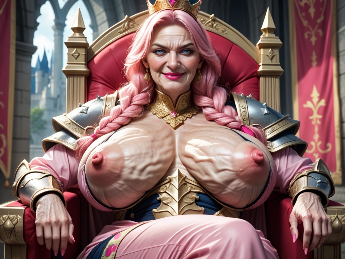Angry, Sitting Down, Pink Glossy Lipstick MILF AI Porn
