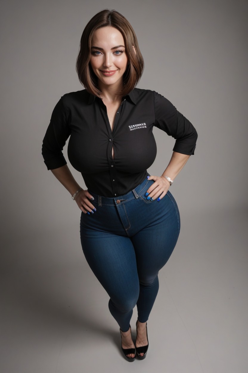 Colossal Ass, Beautiful Eyes, Extremely Large Ass MILF AI Porn