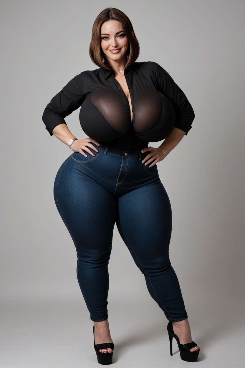 Beautiful Eyes, Very Tall Woman, Front View MILF AI Porn
