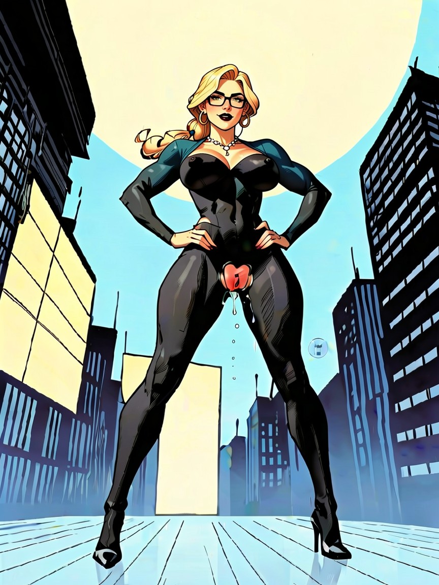 Avergonzada, Vista Frontal, Gafas Porno MILF IA