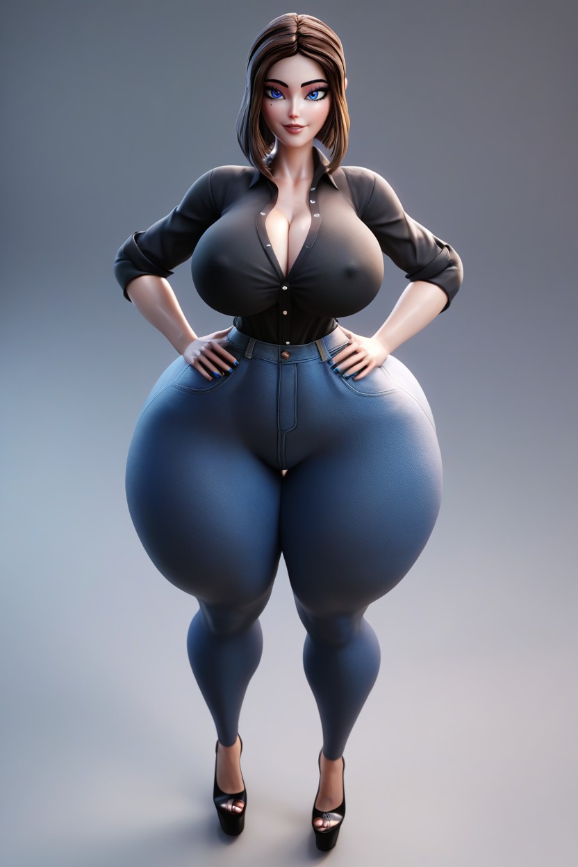Extremely Curvy, Extremely Large Ass, Full Body MILF AI Porn