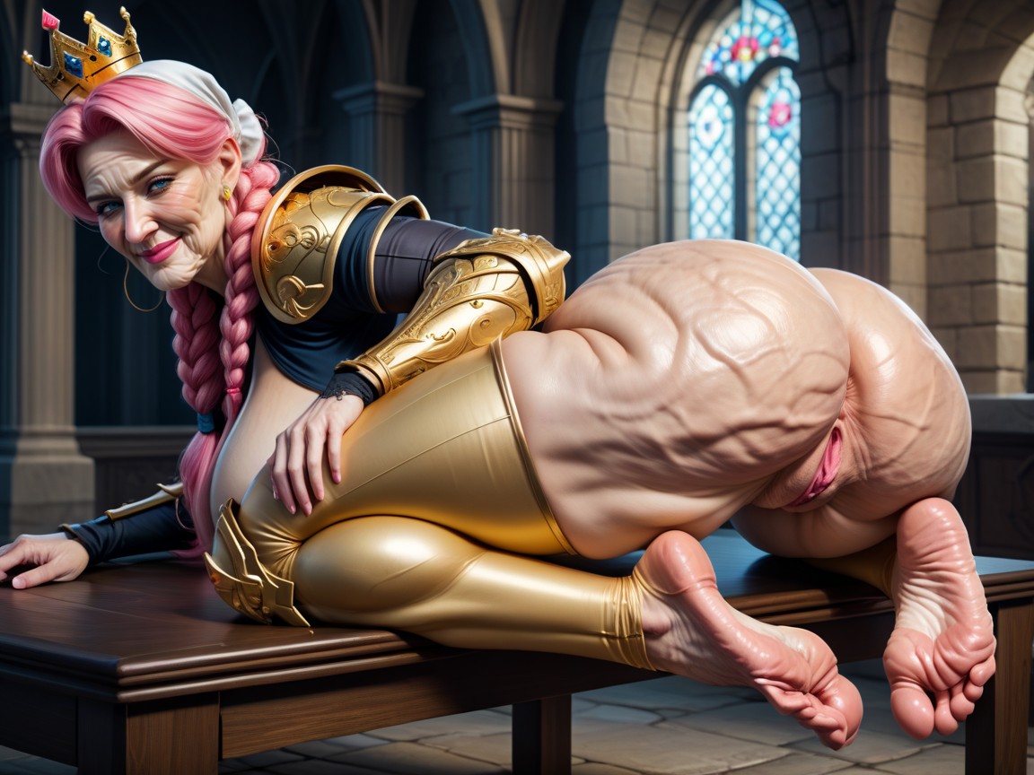Granny, Golden Leg Armor, Medium Ass MILF AI Porn