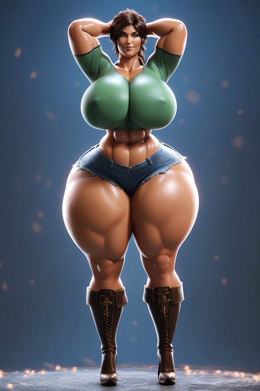 Galaxy Background, Extremely Wide Hips, Perfect Eyes MILF AI Porn