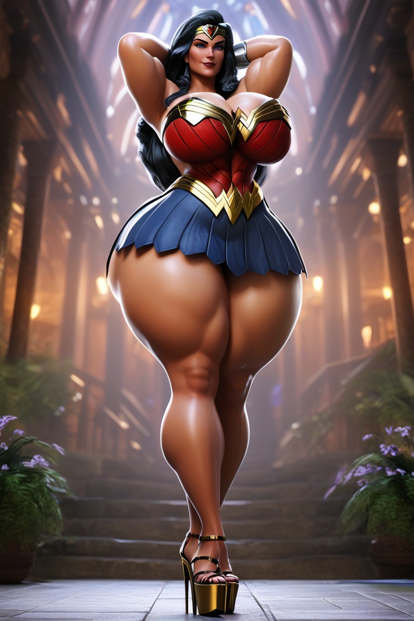 Extremely Curvy, Galaxy Background, Front View MILF AI Porn