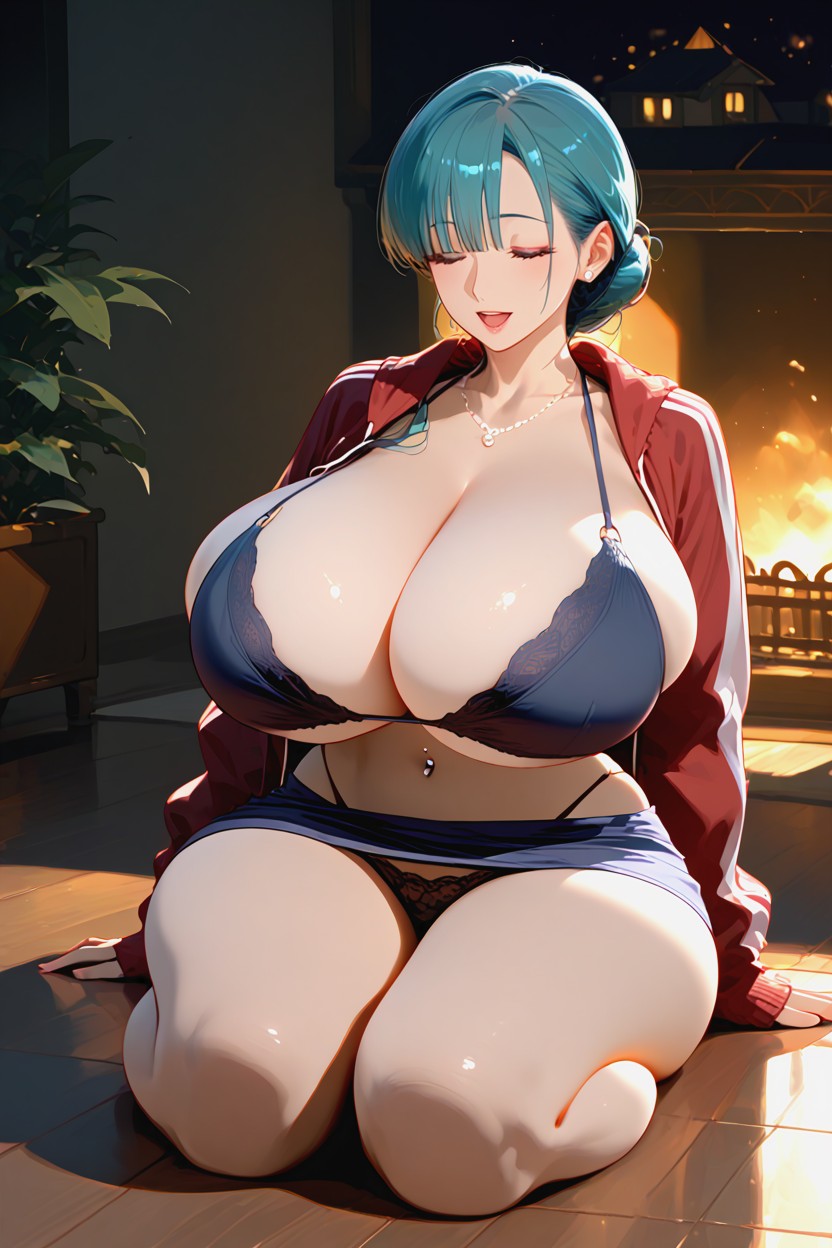 50+, Dark Night, Open Blue Nightgown MILF AI Porn