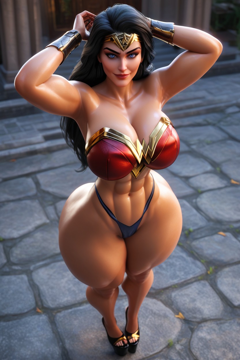 Hourglass Figure, Abs, Tan Skin MILF AI Porn